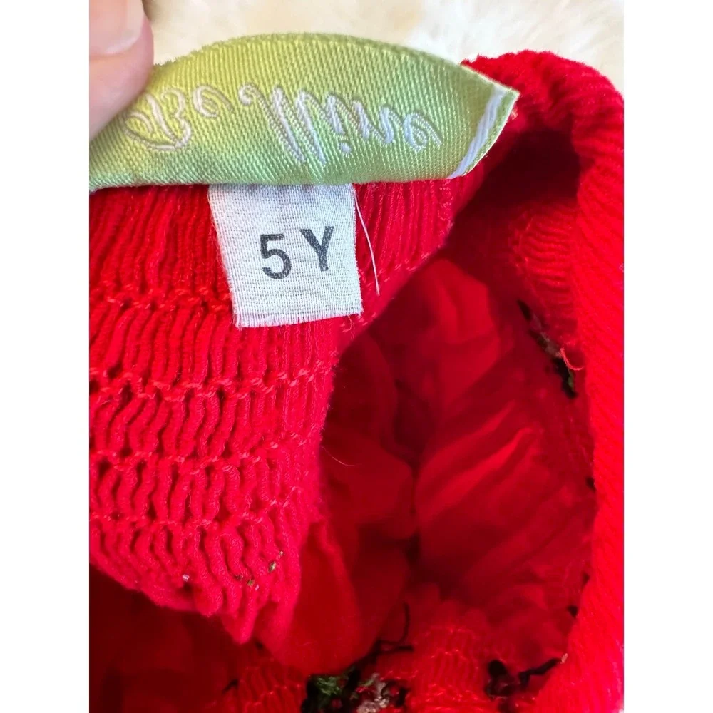 Red cord dress with Scottie dog smocking size 5 EUC‎